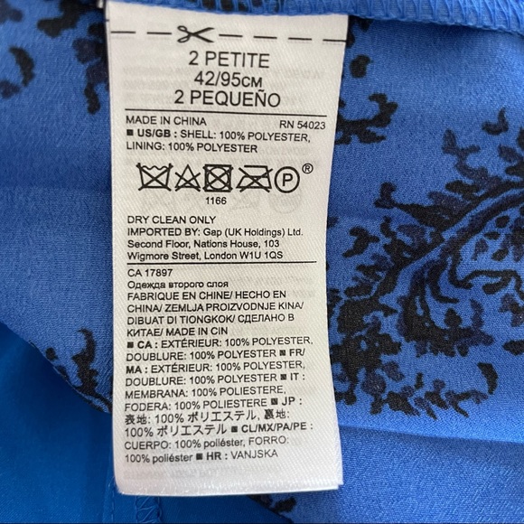 Banana Republic Blue Pleated Paisley Print Faux Wrap Midi Skirt Size 2 Petite - Picture 9 of 9